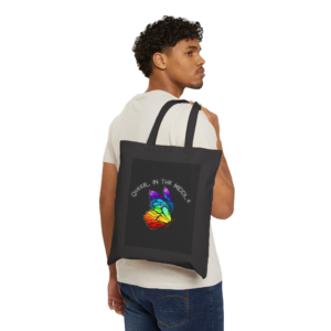 Black QITM Logo Cotton Canvas Tote Bag