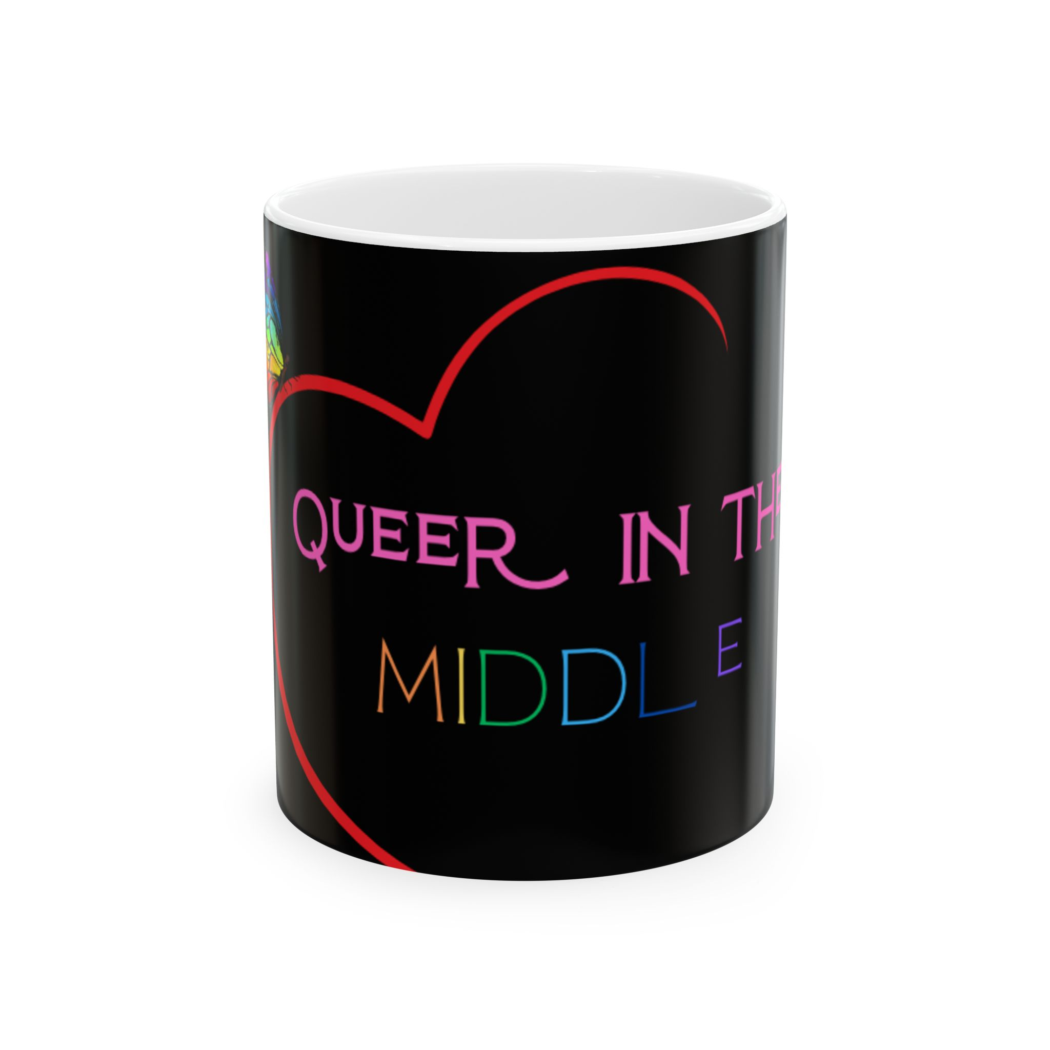 Black/White QITM Logo Ceramic Mug, (11oz, 15oz)