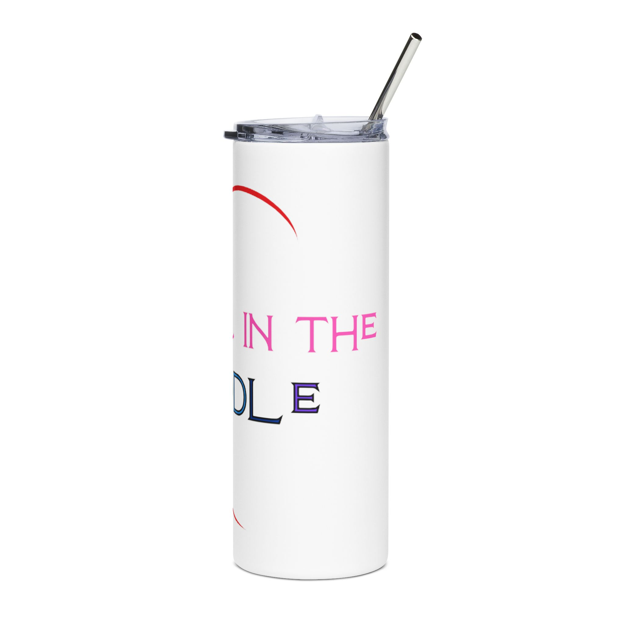 White QITM Logo Stainless Steel Tumbler, 20oz - Image 4